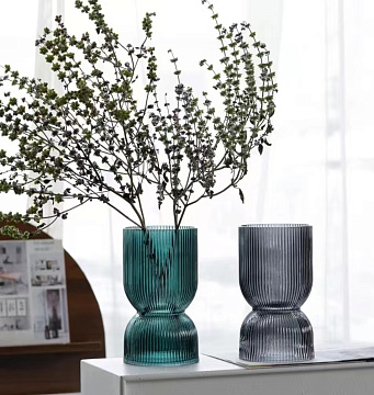 Ваза стеклянная D11 * H20 см, 1 шт.,изумрудный