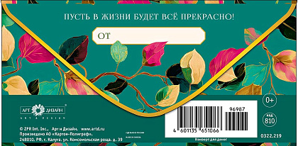 Открытка-конверт "Поздравляем!", размер: 8,3х16,7 см, в упак. 10 шт.