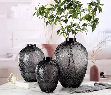 Ваза стеклянная D18 * H26,5, 1 шт.,  серый