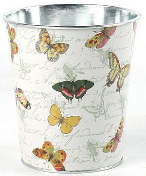 Декоративное кашпо "Пейзаж с бабочками" 13XH14CM B9,5, металл