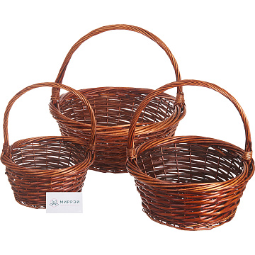 Набор корзин плетеных (ива) 49*H18 TH45, 39*H16 TH38, 30*H13 TH33, 3 шт., коричнев.