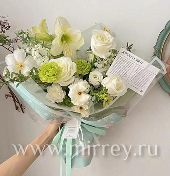 Дизайнерская бумага "Flowers", 53см х 53см, 100г/м2, 10 листов /упак, пастельно-зеленый