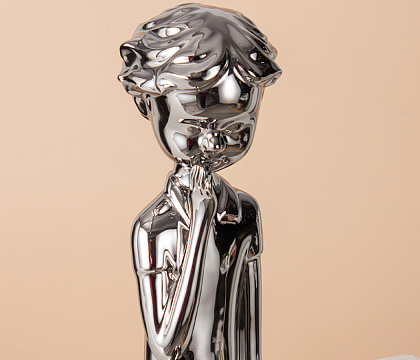 Статуэтка декоративная, керамика, цвет серебро, 9,5*11,5*35 см