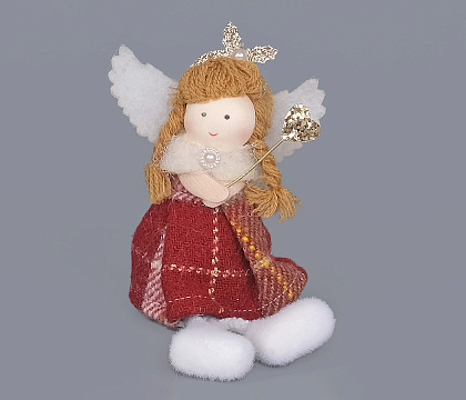 Новогоднее декоративное изделие "Фея", 17 см, бургунди