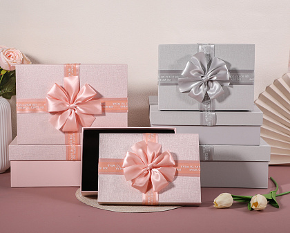 Набор коробок подарочных 33,5*25*11,5, 29*21*9, 24,5*17*6,5 см, 3 шт, св.серый