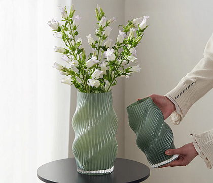 Ваза стеклянная D16,5 * H28,5 см, 1 шт., фисташковый