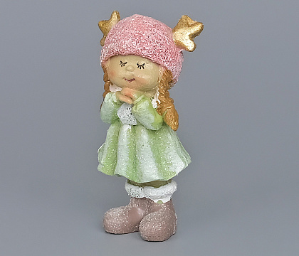 Декоративное новогоднее изделие Девочка, 9 см, пастельно-мятный