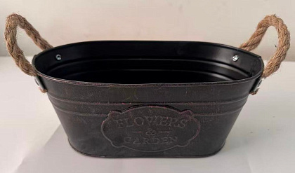 Кашпо металлическое 24*13*10  19*9 , 1 шт., черный