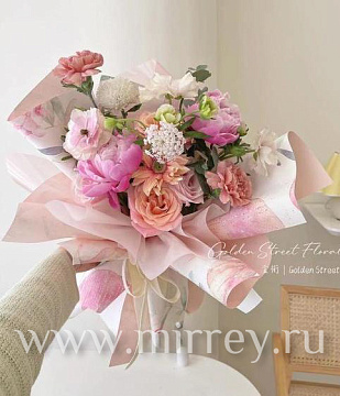 Дизайнерская бумага "Flowers", 53см х 53см, 100г/м2,  10 листов /упак, персиковый