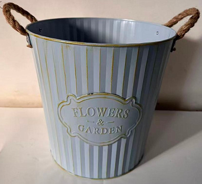 Кашпо металлическое 28*28*17, 1 шт., нежно-голубой