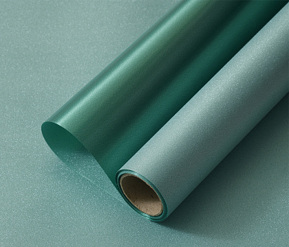 Упак. материал флористическая пленка "Мерцание", 150 мкр, 49 см х 5 ярдов , изумрудный