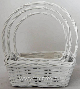 Набор корзин (ива) 33x22 H13/38; 27x18 H11/34; 22x14H9/30, 3 шт., белый