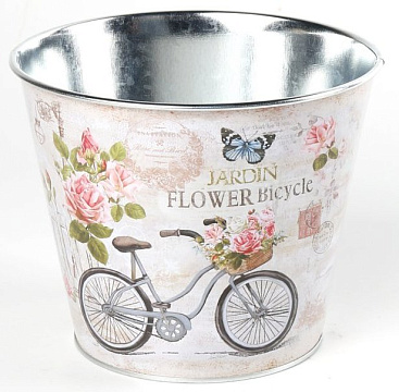 Декоративное кашпо "Цветочный велосипед" D17XH14CM/B12, металл