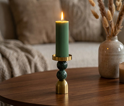 Подсвечник декоративный серия "Изумруд", цвет зеленый, 7,6*15,5 см