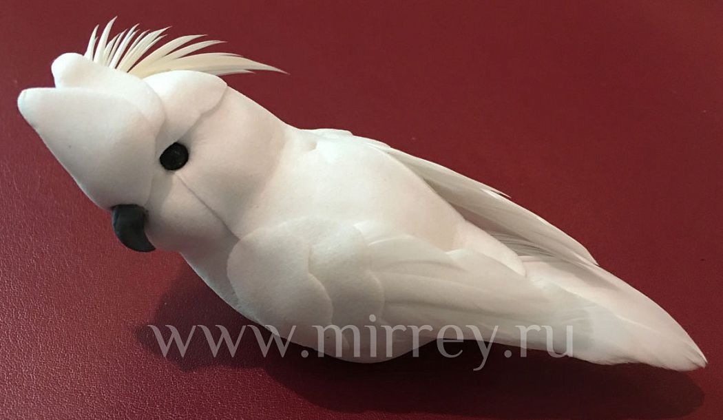 Набор фигурок декорат. 12 шт. "Попугай на клипсе" (из натур. перьев) 12x3,5x5 см, белый