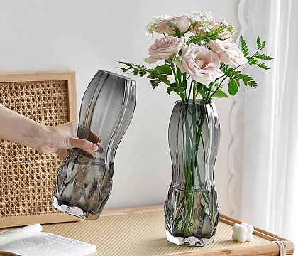 Ваза стеклянная D11 * H30, 1 шт., зеленый*