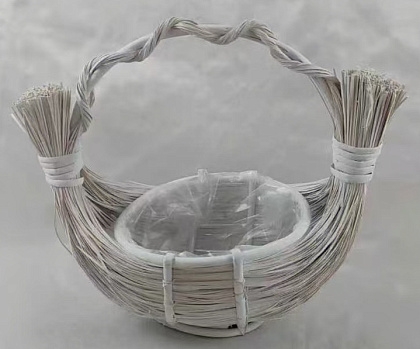 Корзина (плошка) плетеная (ива): D22XH13XHH32 BD13  длина 34см, 1 шт., белый