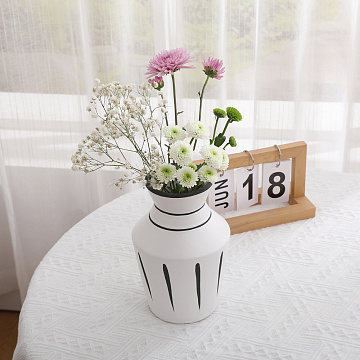 Ваза керамическая, цвет черно-белый, 12,5*19 см