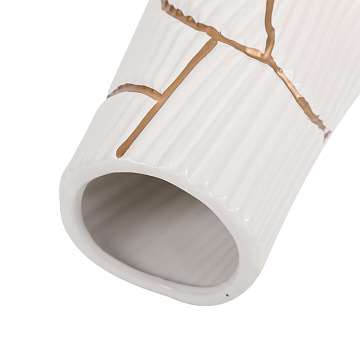 Ваза керамическая, цвет бело-золотой, 13*26,5 см