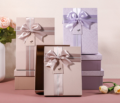 Набор коробок подарочных 22,5*16*9,5, 20*14*8, 17,5*12,5*6,5 см, 3 шт., св.бежевый