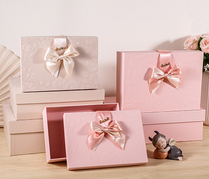 Набор коробок подарочных 33,5*25*11,5, 29*21*9, 24,5*17*6,5 см, 3 шт., нежно-розовый
