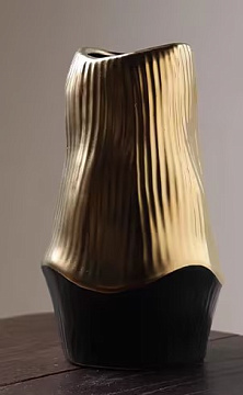 Ваза керамическая, цвет черно-золотой, 13*21,5 см