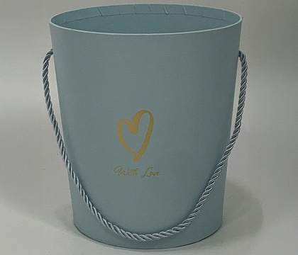 Коробка под цветы 17,2x19см (нижний диаметр:14см), 1 шт., голубой