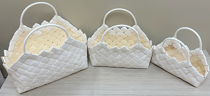 Набор корзин плетеных (секвойя): 38*24*24H 34HH, 33*16*18H 27HH, 27*13*14H 22HH, 3 шт., белый