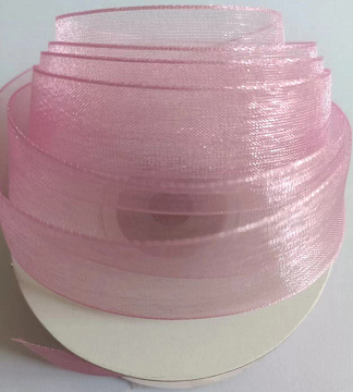 Лента органза на катушке, 25мм*25ярд, дикая роза (5 шт/упак)