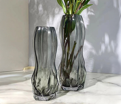 Ваза стеклянная D11 * H30, 1 шт., серый*