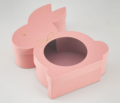 Коробка под цветы "Зайка" 22,5x28x8 см, 1 шт., розовый