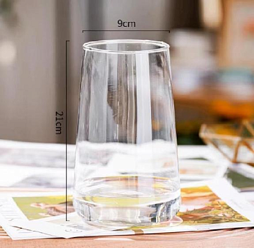 Ваза стеклянная 9 * 19 см, 1 шт., прозрачный