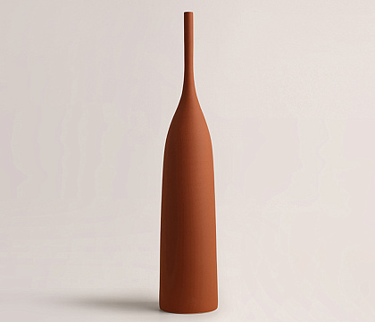 Ваза керамическая, матовая, цвет терракотовый, 9*9*46 см.
