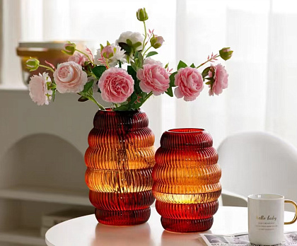 Ваза стеклянная D17,5 * H27 см, 1 шт., коричневый