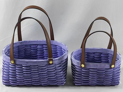 Набор корзин плетеных (секвойя), 24x19x11/25 B:22x14 см, 18x14x9,5/21 B:16x9 см, 2 шт., сиреневый