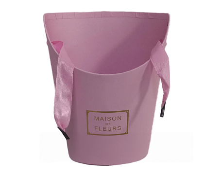 Коробка под цветы, с ручкой, 15,5x12x19 см, нежно-розовый