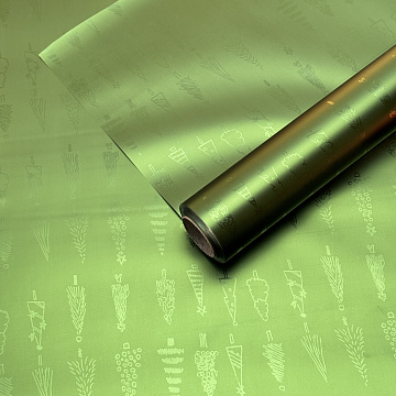 Упак. материал флористическая пленка, металлическая Новогодняя, 40 мкр, 58 см х 10 м, зеленый