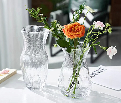 Ваза стеклянная D16,5* H23 см, 1 шт.,прозрачный