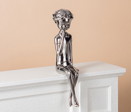 Статуэтка декоративная, керамика, цвет серебро, 9,5*11,5*35 см