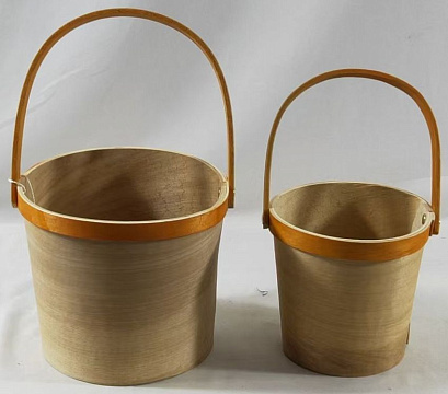 Набор корзин плетеных (секвойя), Dia.16xH.14/26 B:13 см, Dia12,5xH11,5/21,5 B:10см, 2 шт., натур./оранжевый