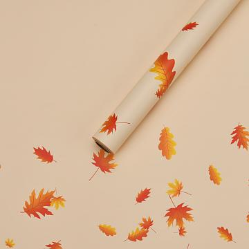 Упак. материал флористическая пленка "Осенний листопад", 55 мкр, 58 см х 10 м, молочный