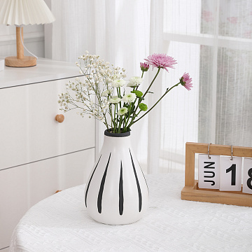 Ваза керамическая, цвет бело-черный, 12,5*17,5 см
