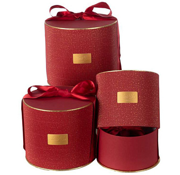 Набор подарочных коробок "Коллекция роскоши" D23,5*H20, D21*H18, D18,5*H15,6, 3 шт., красный