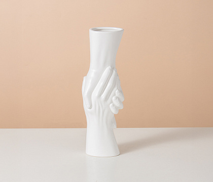 Керамическая декоративная ваза, цвет белый, 10,5*8*31 см