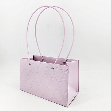 Пакет подарочный тисненый золотым фольгированием, 22*10.5*13.5 см 10 шт./упак., светло-сиреневый