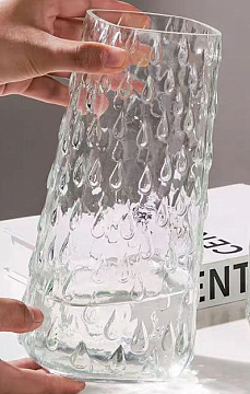 Ваза стеклянная D12*22,5 см, 1 шт., прозрачн.