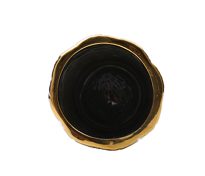 Ваза керамическая "Листья", цвет бело-золотой, 11*25 см