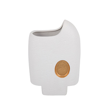 Ваза керамическая, цвет бело-золотой, 19*9,5*29 см