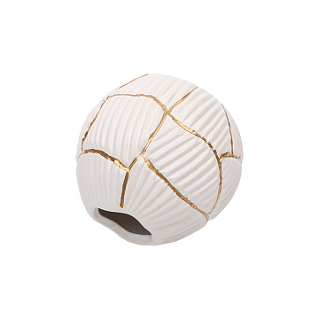 Ваза керамическая, цвет бело-золотой, 15*13 см