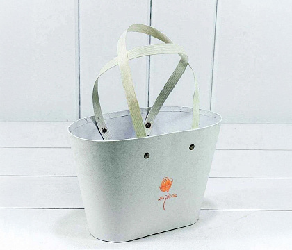 Коробка под цветы с двумя ручками, картон, 22,5x13,5x15,2 см, белый (W9626)